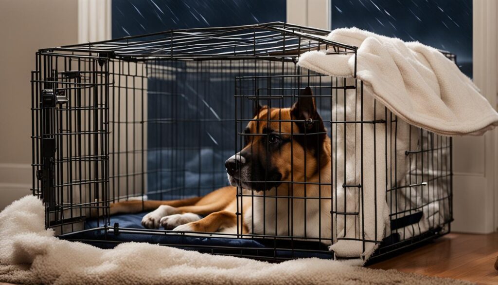crate training for storm phobic dogs